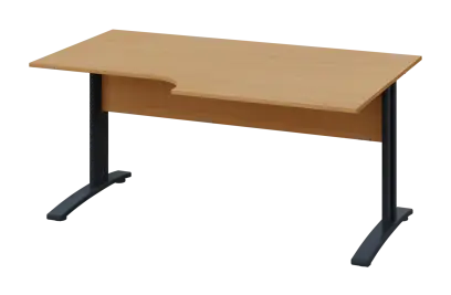 CRK 28 - 184 stůl kancelářský, rohový, pravý, kovová podnož černá, deska 25 mm, široký 1800 mm, buk